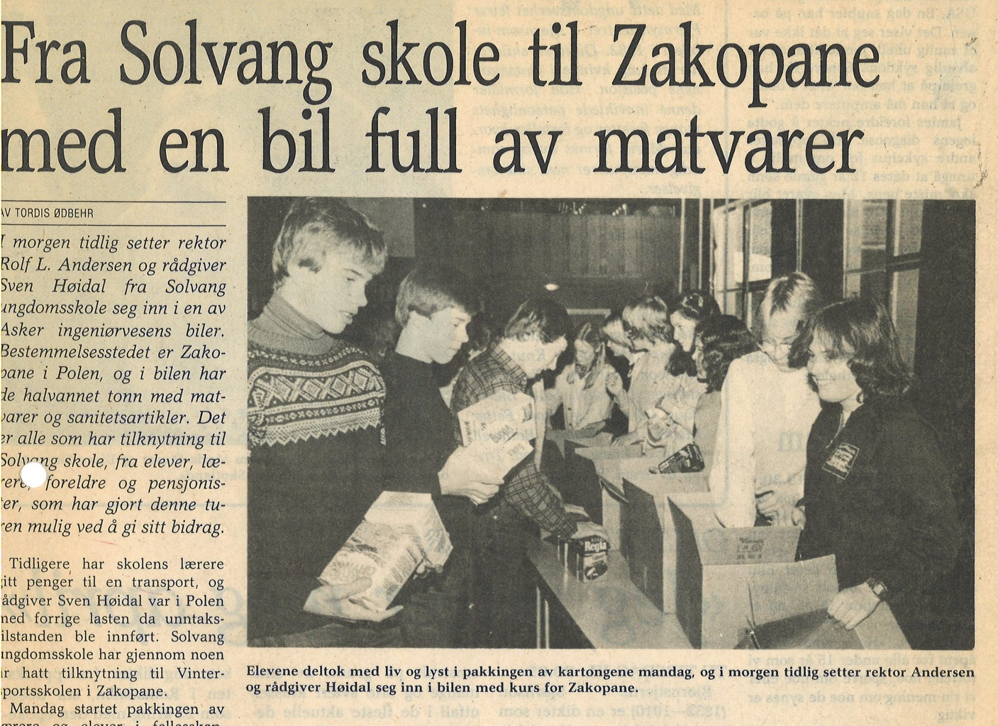 Innsamling til Zakopane (Budstikka 26 januar 1982)