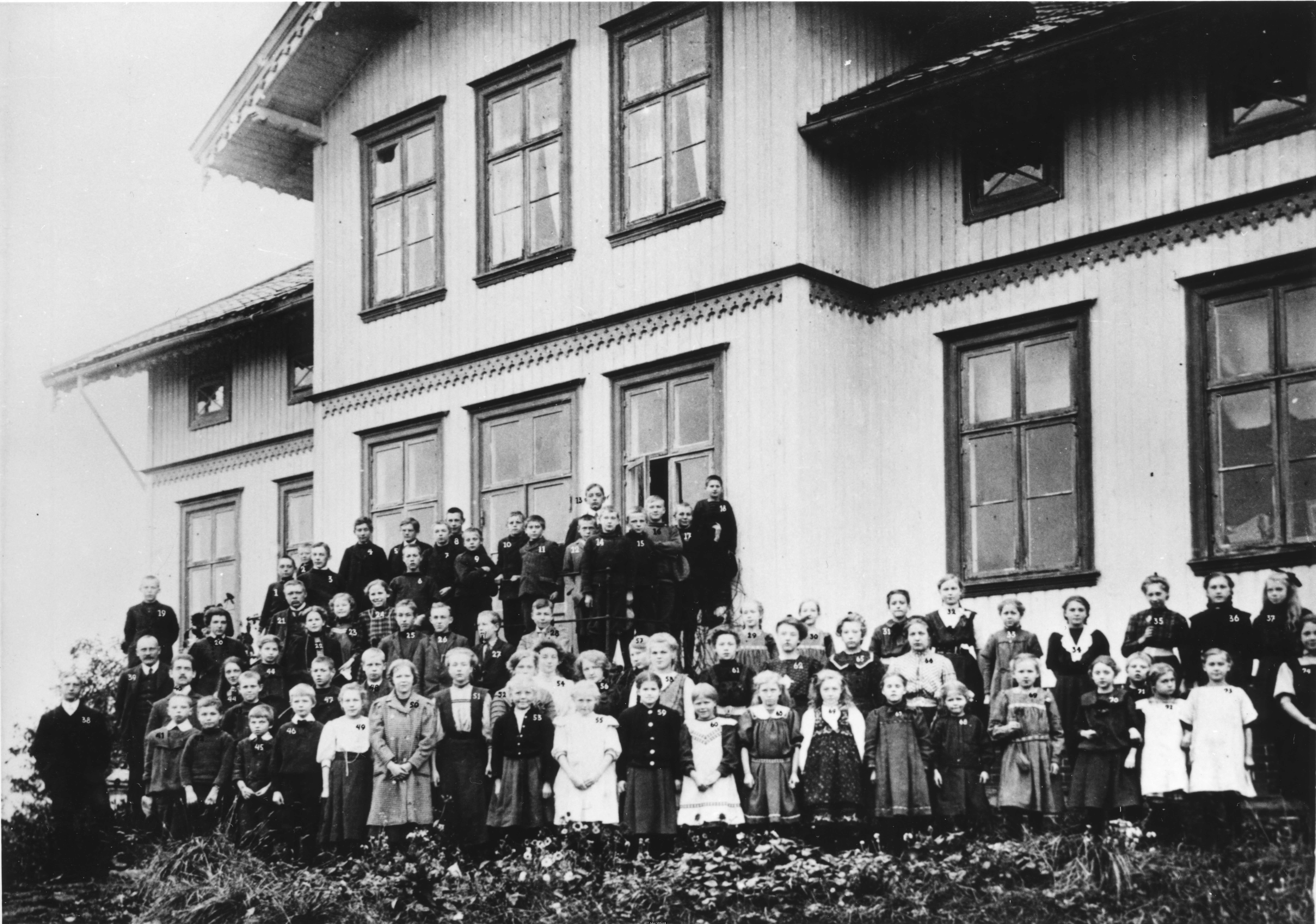 Elever fra Grimelands skole sammen med elever fra Jansløkka i 1910